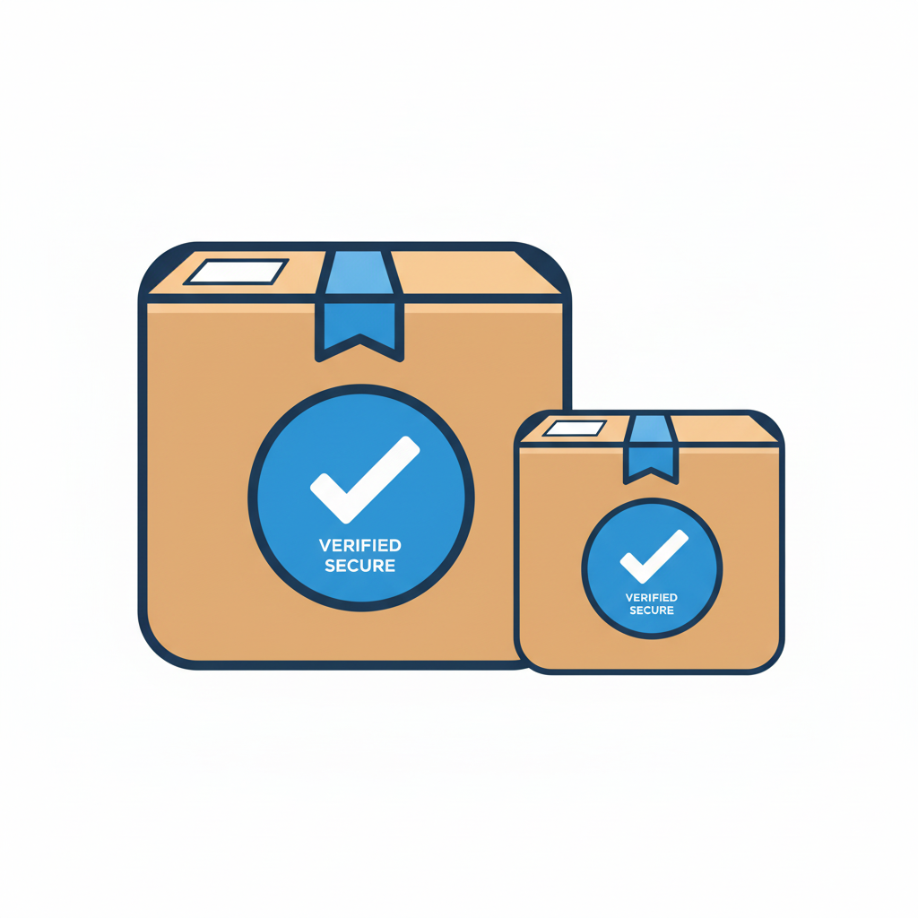 Two blue packages with checkmark badge